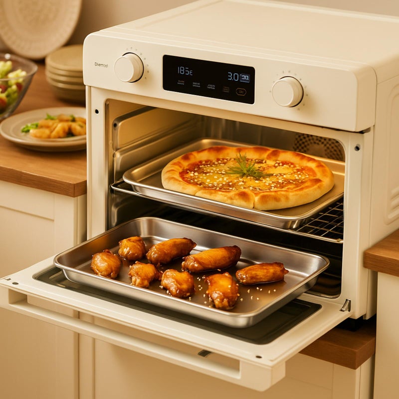 Potchen 6 Pcs Baking Sheet Pan Set Stainless Steel Cookie Sheet Small Toaster Oven Pans Tray Barbecue Grill Pan Rectangle Trays Oven Freezer Bakery, Non-stick, Easy Clean, 9 x 6.7 x 1 Inches - Image 5