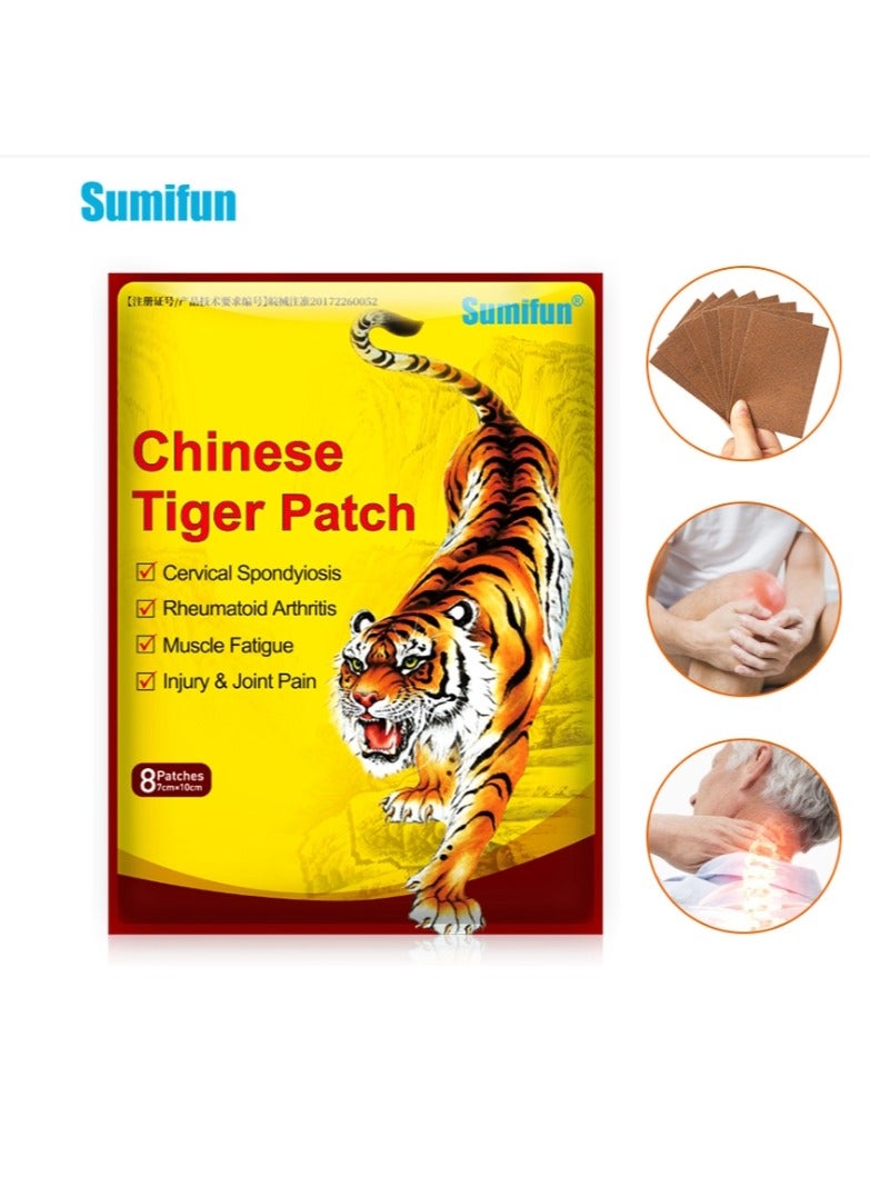 Sumifun Pain Relief Patches (8 Patches), Chinese Tiger Patch, Tiger Balm for All Parts of Body, Shoulder Pain, Back Pain, Knee Pain, Arthritis Pain, Bone Pain Relief Back Pain Patch, Targeted Pain Relief - Image 1