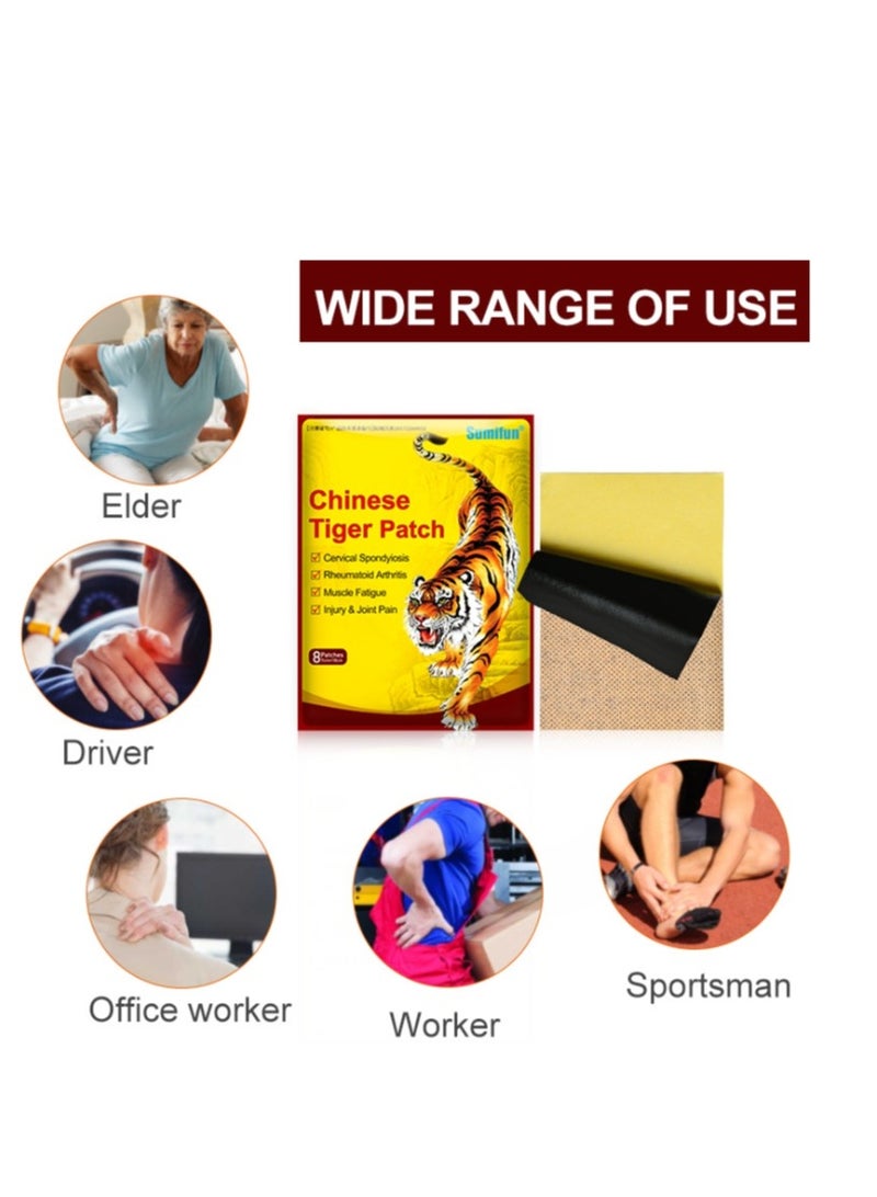 Sumifun Pain Relief Patches (8 Patches), Chinese Tiger Patch, Tiger Balm for All Parts of Body, Shoulder Pain, Back Pain, Knee Pain, Arthritis Pain, Bone Pain Relief Back Pain Patch, Targeted Pain Relief - Image 3