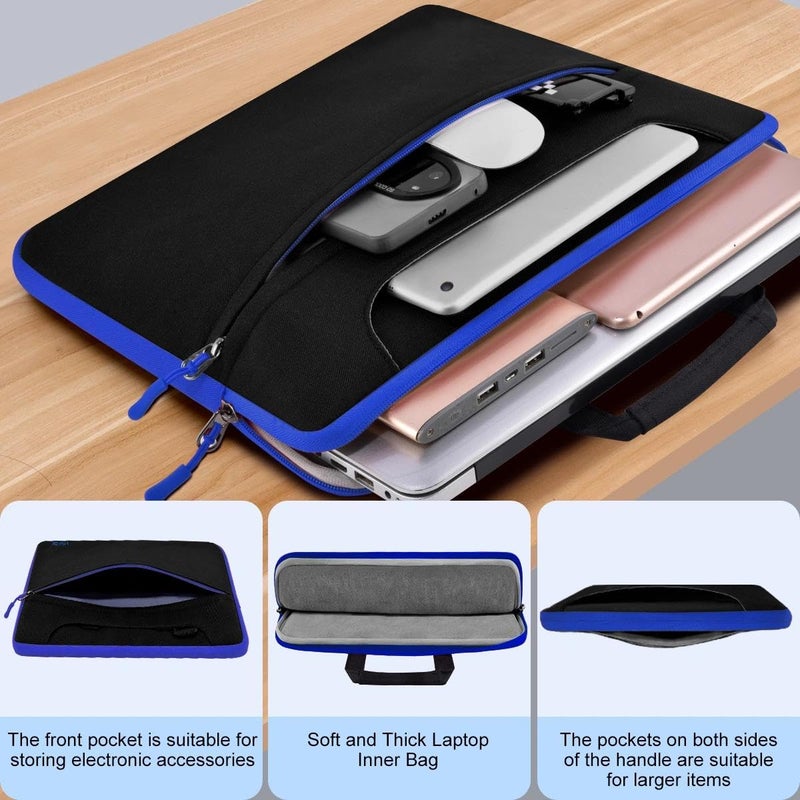 HSEOK Laptop Case 15.6 inch Shoulder Bag, Durable Shockproof Protective Computer Carrying Briefcase with Multi-Pockets and Strap Compatible with Most 15.6 inch Notebooks,Black blue - Image 5