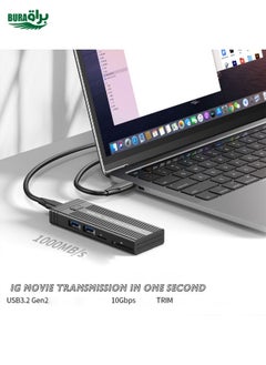 BURAQ M.2 NVME SATA SSD Enclosure Adapter With 4 In 1 Hub USB 3.2 Gen 2 10Gbps HDD Adapter Support SD/TF Card Read(Black)  - Image 3