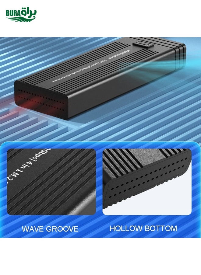 BURAQ - M.2 NVME SATA SSD Enclosure Adapter With 4 In 1 Hub USB 3.2 Gen 2 10Gbps HDD Adapter Support SD/TF Card Read(Black) - Image 1
