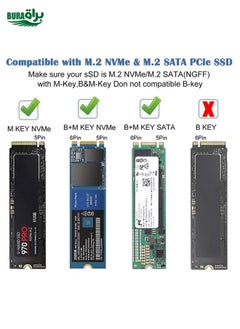BURAQ M.2 NVME SATA SSD Enclosure Adapter With 4 In 1 Hub USB 3.2 Gen 2 10Gbps HDD Adapter Support SD/TF Card Read(Black)  - Image 4