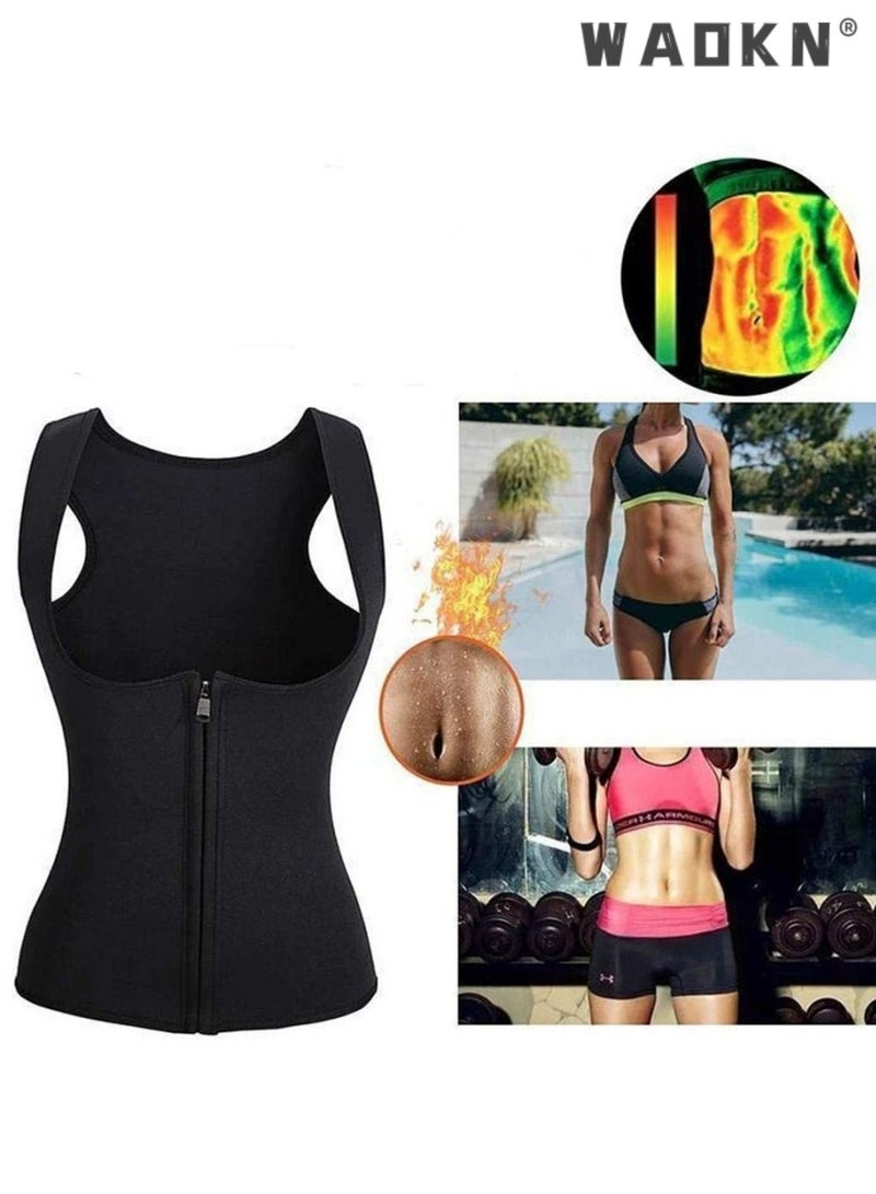 WAOKN Women's Sauna Vest, Sauna Suits Sauna Vest, Sauna Vest Women, Neoprene Corset Fitness Shapewear Compression, Corset, Compression Zip, Fitness, Slimming, Vest for Weight Loss,Neoprene Sauna Vest,XXL - Image 1