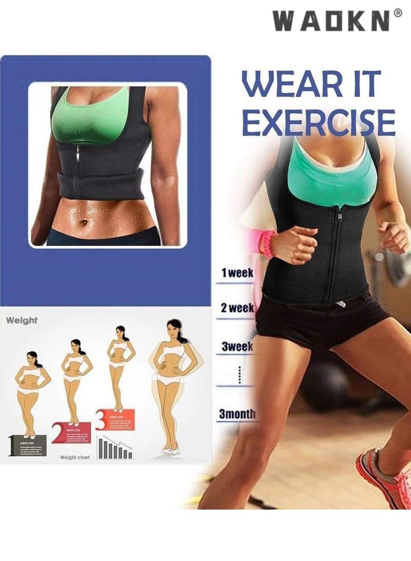 WAOKN Women's Sauna Vest, Sauna Suits Sauna Vest, Sauna Vest Women, Neoprene Corset Fitness Shapewear Compression, Corset, Compression Zip, Fitness, Slimming, Vest for Weight Loss,Neoprene Sauna Vest,XXL - Image 2