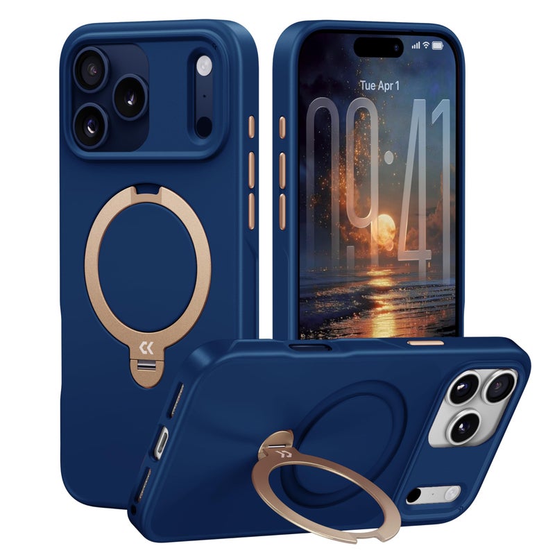 CASEKOO Marine Blue Designed for iPhone 17 Pro Max Case with Spin Magnetic Stand [16FT Military Protection] [Non-Slip Edge] [Fit for MagSafe] Shockproof for iPhone 17 Pro Max Phone Case 6.9'' - Image 1