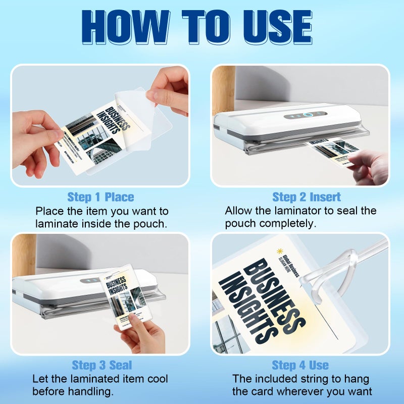 XUWAIDSGN 100 Pieces 7 Mil 2 1/2" x 4 1/4" Luggage Tag Laminating Pouches with Slot Hole Thermal Laminate Pouch Tags Kit Resealable for Work Permits Pass Cards Student ID Cards (100, 7 Mil) - Image 4