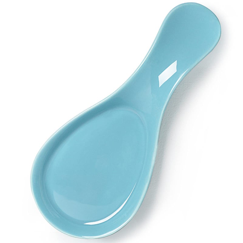GDCZ Porcelain Spoon Rest  Large Spoon Holder Utensil Rest for Kitchen Counter Stove Top Dishwasher Safe Turquoise
