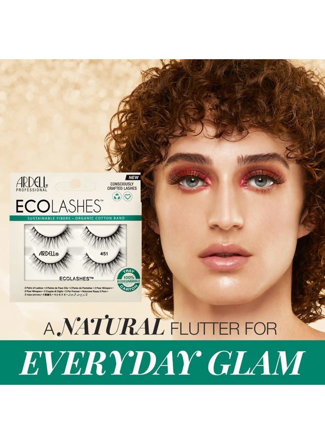 ARDELL Eco Lashes 451 - Sustainable Fibers False Eyelashes with Organic Cotton Band, Reusable Strip Lashes, Vegan & Cruelty-Free, 2 Pairs - Image 3