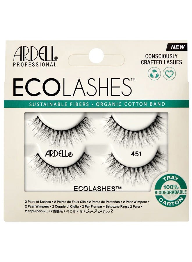 ARDELL Eco Lashes 451 - Sustainable Fibers False Eyelashes with Organic Cotton Band, Reusable Strip Lashes, Vegan & Cruelty-Free, 2 Pairs - Image 1