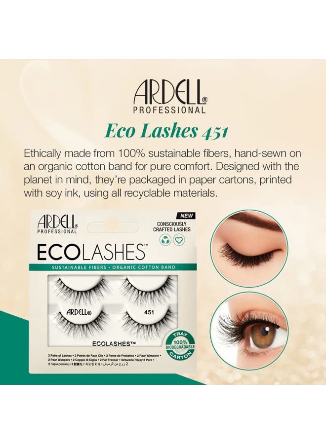 ARDELL Eco Lashes 451 - Sustainable Fibers False Eyelashes with Organic Cotton Band, Reusable Strip Lashes, Vegan & Cruelty-Free, 2 Pairs - Image 2