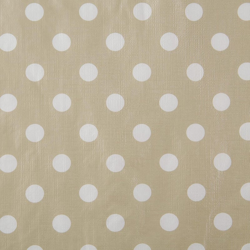 DII Vinyl Tabletop Collection Flannel Backed Polka Dot Tablecloth, 70" Round, Natural - Image 2