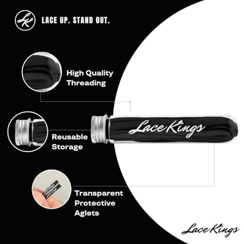 Lace Kings رباط أحذية كينغز الدانتيل (أسود - 49 بوصة) - Image 2