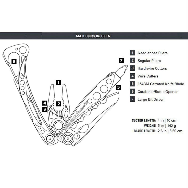 LEATHERMAN LEATHERMAN, Skeletool RX Multitool with Serrated Knife and Glass Breaker, Red  - Image 2