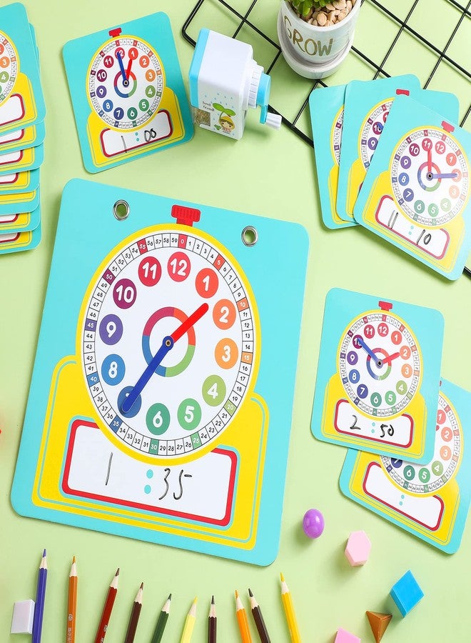 Junkin 25 Pcs Teaching Clock Kit, Learning Clocks for Kids Learning Time with Erasable Surface for Home School Classroom Supplies(Vivid Style) - Image 4