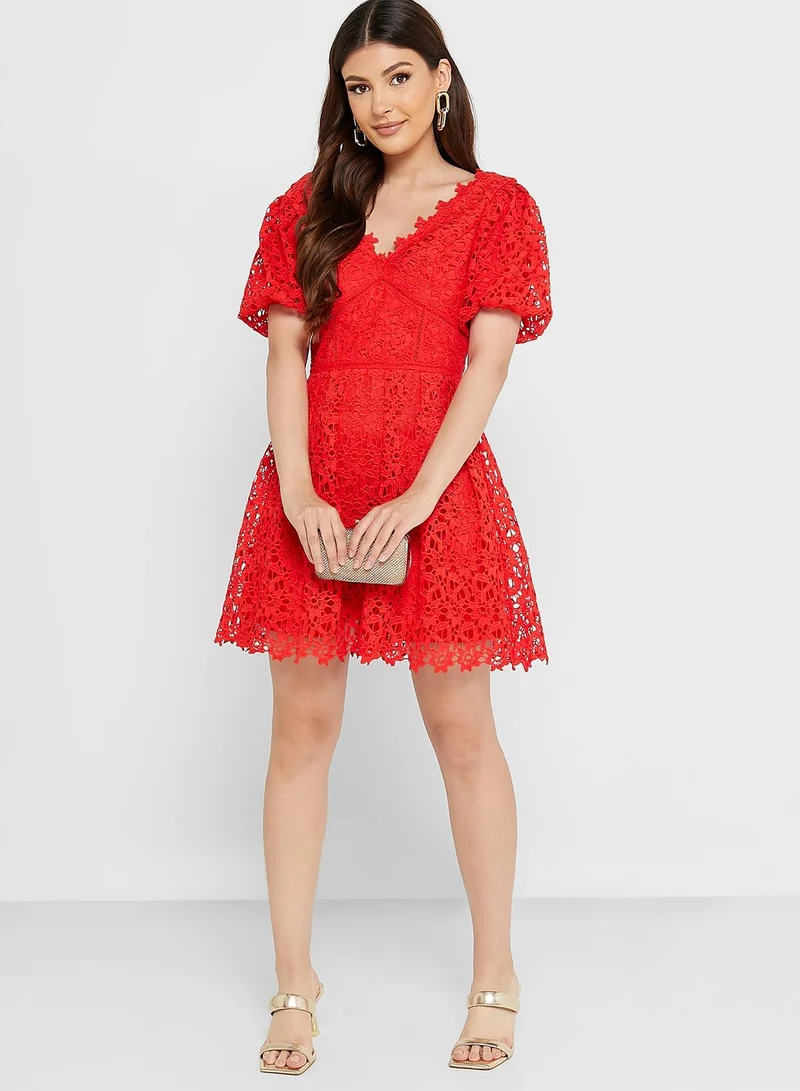 Chi-Chi London Tiered Openwork Detail Dress