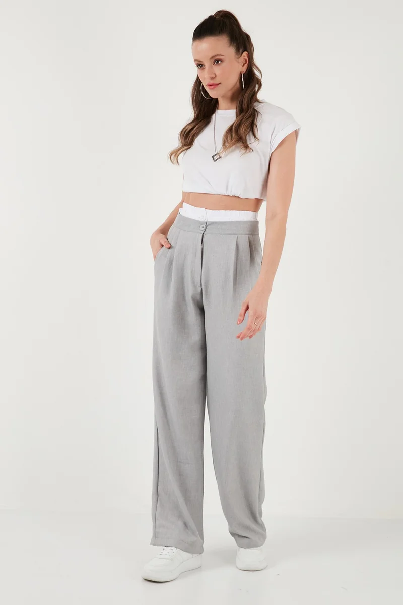 Lela Relaxed Fit High Waist Wide Leg Pants Women's Trousers 673P1012