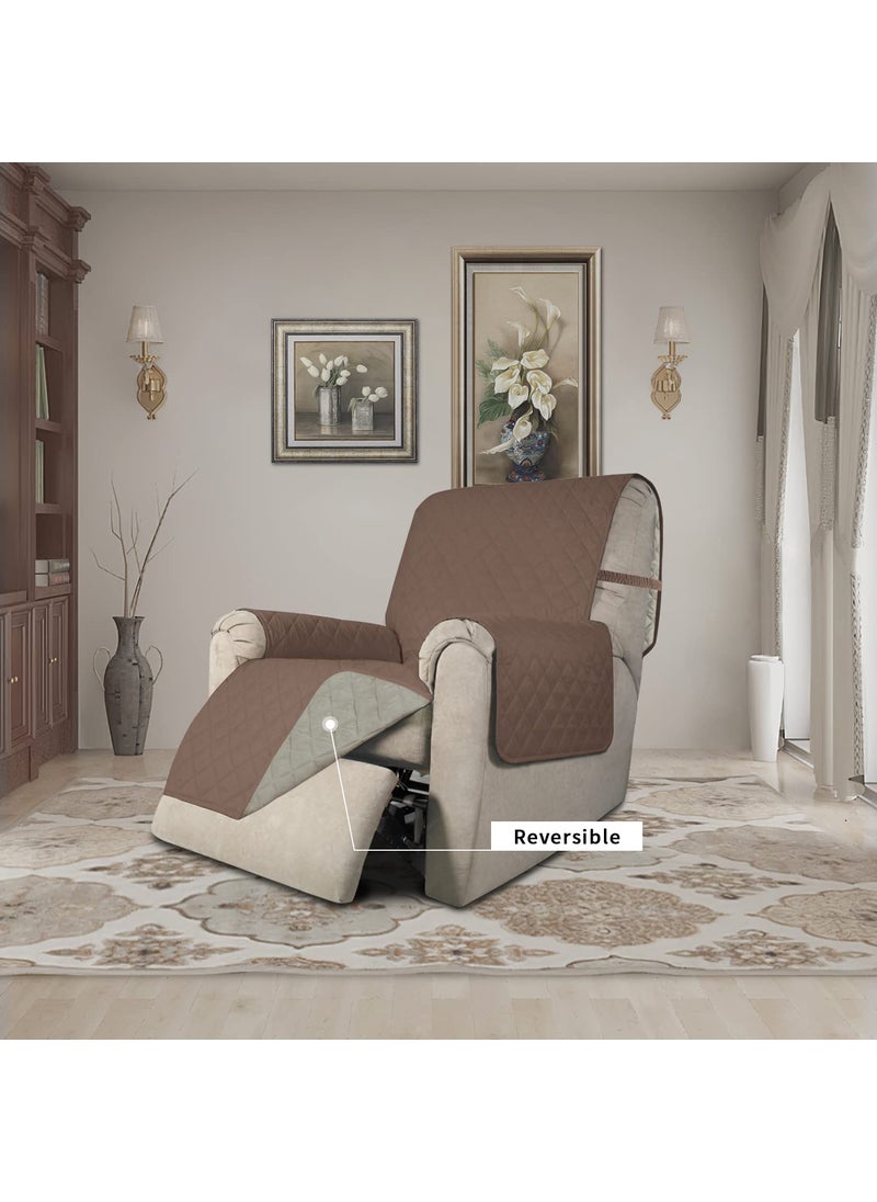 Easy-Going Easy-Going Recliner Chair Slipcover Reversible Sofa Cover Water Resistant Couch Cover Furniture Protector with Elastic Straps for Pets Dog (Recliner 22 inch  Brown/Beige)  - Image 2