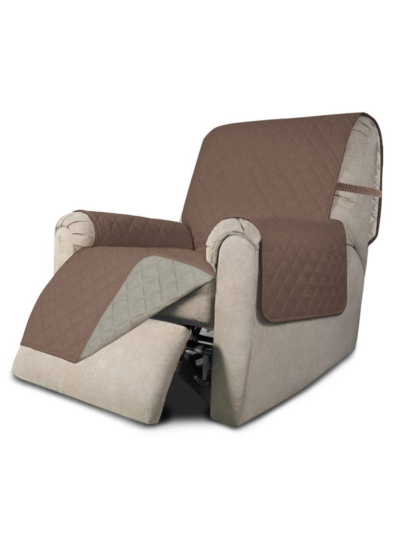 Easy-Going Easy-Going Recliner Chair Slipcover Reversible Sofa Cover Water Resistant Couch Cover Furniture Protector with Elastic Straps for Pets Dog (Recliner 22 inch  Brown/Beige)  - Image 1