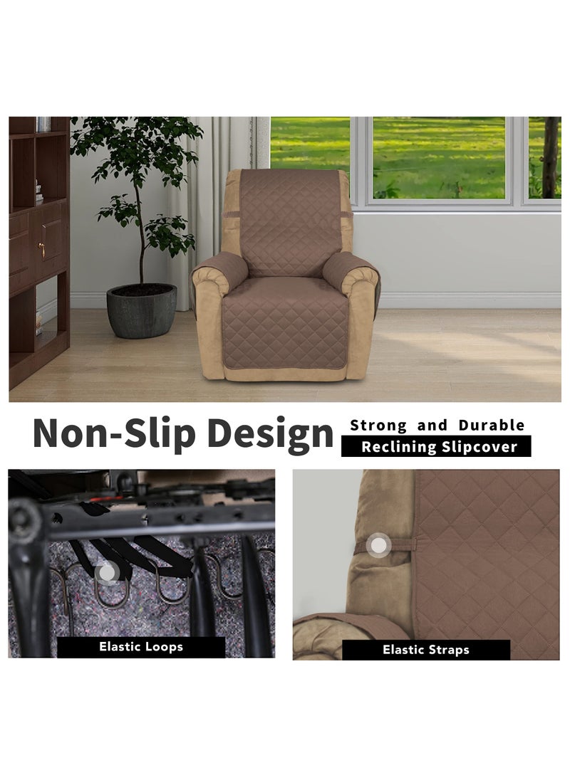 Easy-Going Easy-Going Recliner Chair Slipcover Reversible Sofa Cover Water Resistant Couch Cover Furniture Protector with Elastic Straps for Pets Dog (Recliner 22 inch  Brown/Beige)  - Image 3