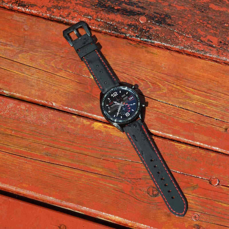 WOCCI 18mm Robust Silicone Rubber Watch Band with Black Buckle (Black) - Image 5