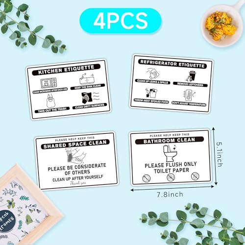 LUHIMO 4PCS Bathroom and Kitchen Rules Sign, Self-adhesive Waterproof Please Clean Up After Yourself Sign Sticker, Essentials for Refrigerator, Microwave, Office Kitchen, Break Room, Home Bathroom - Image 2