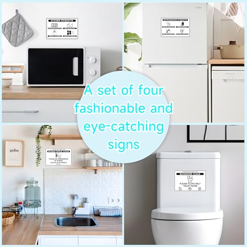 LUHIMO 4PCS Bathroom and Kitchen Rules Sign, Self-adhesive Waterproof Please Clean Up After Yourself Sign Sticker, Essentials for Refrigerator, Microwave, Office Kitchen, Break Room, Home Bathroom - Image 4