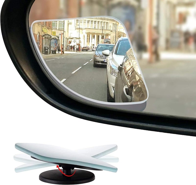 Woscher W1680 Blind Spot Mirror for Car, Rear View Convex Mirror for Car Accessories Exterior, Stick On Frameless Mirror Fits All Cars (Set of 2, Oval) - Image 1