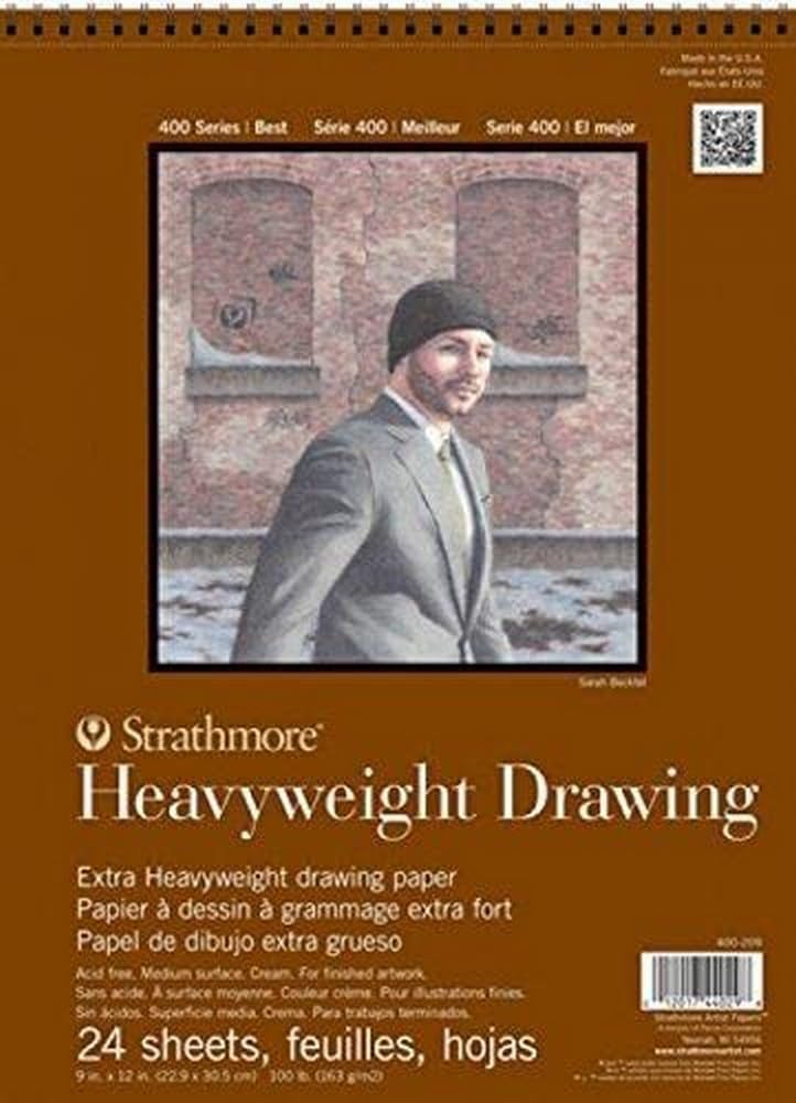 Strathmore 400 Series Heavyweight Drawing Pad, Medium Surface, 14"x17" Wire Bound, 24 Sheets