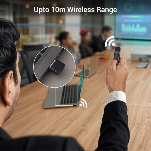 ZEBRONICS PP100, 2.4GHz Wireless LASER Pointer, Power Point Slide Changer, Page Flip Buttons, RED LASER, 10m Wireless Range + 100m LASER Range, Multi - OS | Software Compatible - Image 2
