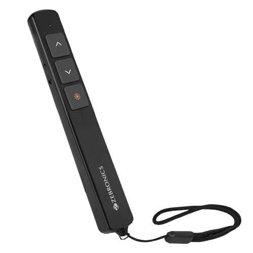 ZEBRONICS PP100, 2.4GHz Wireless LASER Pointer, Power Point Slide Changer, Page Flip Buttons, RED LASER, 10m Wireless Range + 100m LASER Range, Multi - OS | Software Compatible - Image 1