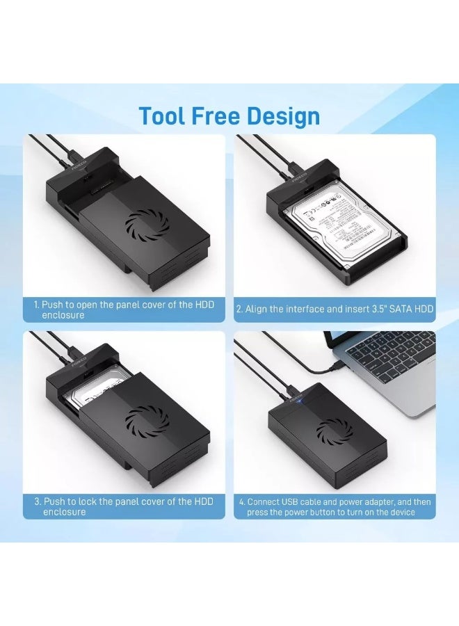 FIDECO USB 3.0 External Hard Drive Enclosure P3U-U3 for 2.5" & 3.5" SATA HDD SSD with Cooling Fan - Image 2