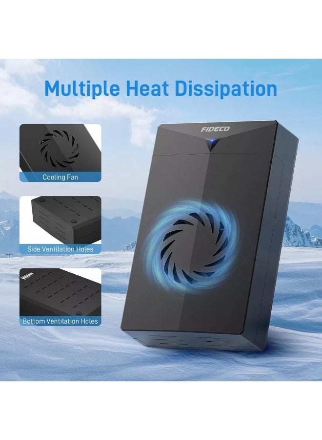 FIDECO USB 3.0 External Hard Drive Enclosure P3U-U3 for 2.5" & 3.5" SATA HDD SSD with Cooling Fan - Image 5