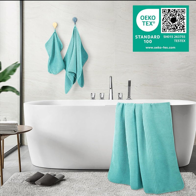 Polyte Oversize, 60 x 30 in., Quick Dry Lint Free Microfiber Bath Towel Set, 6 Piece (Waffle Weave) - Image 5