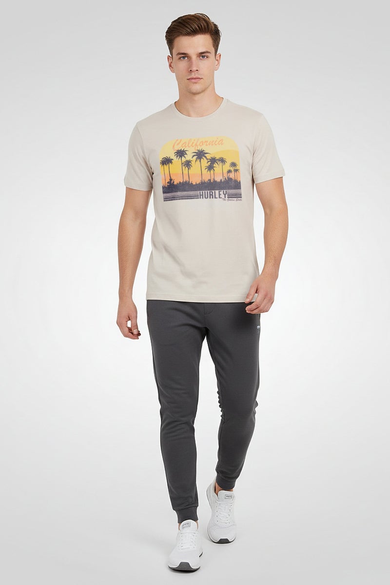 Hurley Men Sportswear Fit Short Sleeve Outdoor T-Shirt, Beige - Image 5
