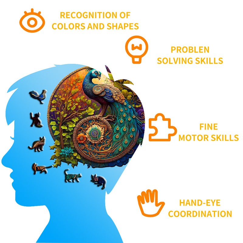 Creative Peacock Shaped Wooden Puzzle Irregular Animal Wooden Custom Puzzle Children Diy Gift Ornaments - Image 4