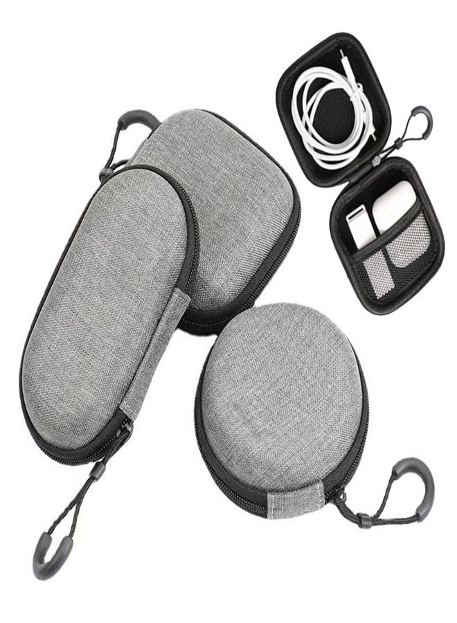 BetterJonny 3 Pack EVA Hard Earphone Carrying Case - Portable Storage Mini Earbud Case for Bluetooth Ear Buds - USB Adapter Cable Coin Pouch Wallet (Grey) - Image 1