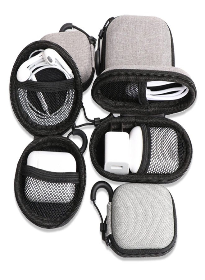 BetterJonny 3 Pack EVA Hard Earphone Carrying Case - Portable Storage Mini Earbud Case for Bluetooth Ear Buds - USB Adapter Cable Coin Pouch Wallet (Grey) - Image 3