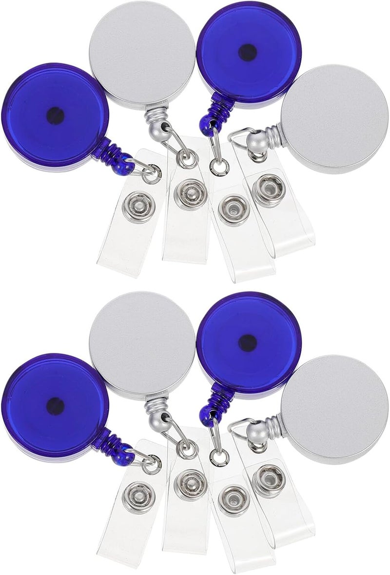 Totority 8pcs Retractable Metal Id Badge Clips with Blue and Silver Reels, Detachable Work Badge Holders for Students, Nurses, and Office Use - Image 1