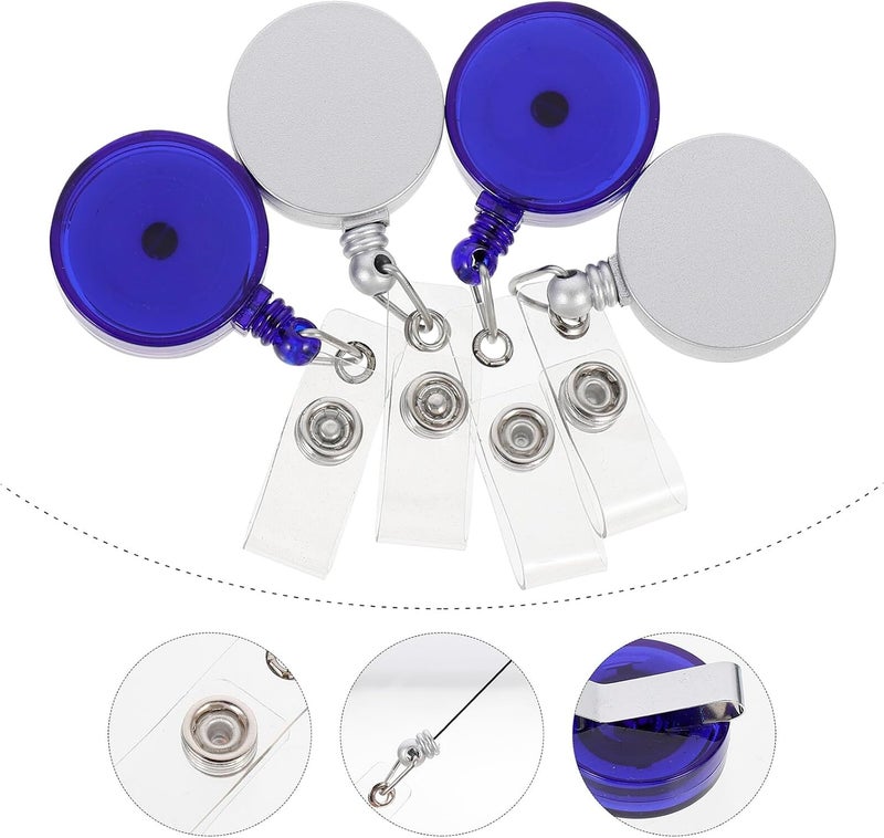 Totority 8pcs Retractable Metal Id Badge Clips with Blue and Silver Reels, Detachable Work Badge Holders for Students, Nurses, and Office Use - Image 5