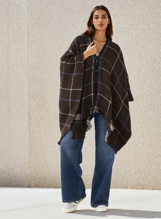 2Xtremz 2Xtremz Long Acrylic Asymmetric Reversible Poncho