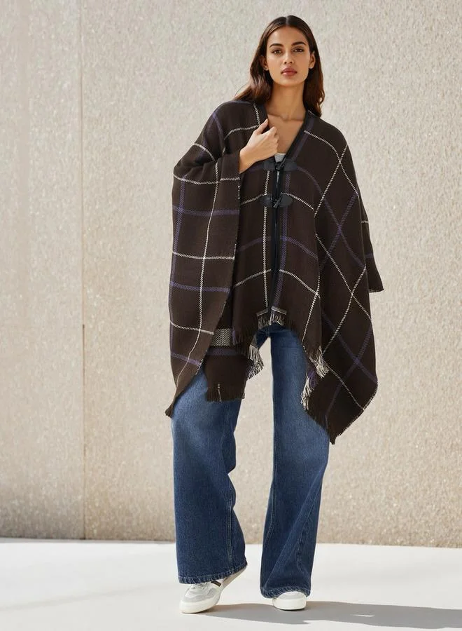 2Xtremz 2Xtremz Long Acrylic Asymmetric Reversible Poncho