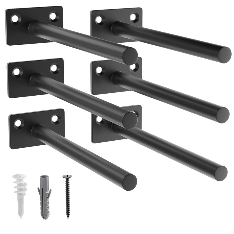 LEOPO 6Pack 6 inch Floating Shelf Brackets Hidden Shelf Bracket for Wood Concealed Blind Shelving SupportInvisible Black Coated Brackets for DIY DecorativeFit for Kitchen BathroomStudy Room - Image 2