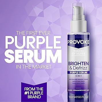PROVOKE Touch of silver Brighten and Defrizz Purple Serum 100 ml Neutralise Brassy Tones Anti Frizz Seal Split Ends PlantBased Keratin Purple Pigments For Blonde Highlighted and Grey Hair - Image 2