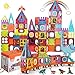 BUBUQE Magnetic Tiles Building Blocks with 4 Cars Magnet Train Set for Kids Construction STEM Toy Preschool Educational Creativity Learning Brithday Gift for Girls Boys Toddlers 3 4 5 6 7 8 - Image 2