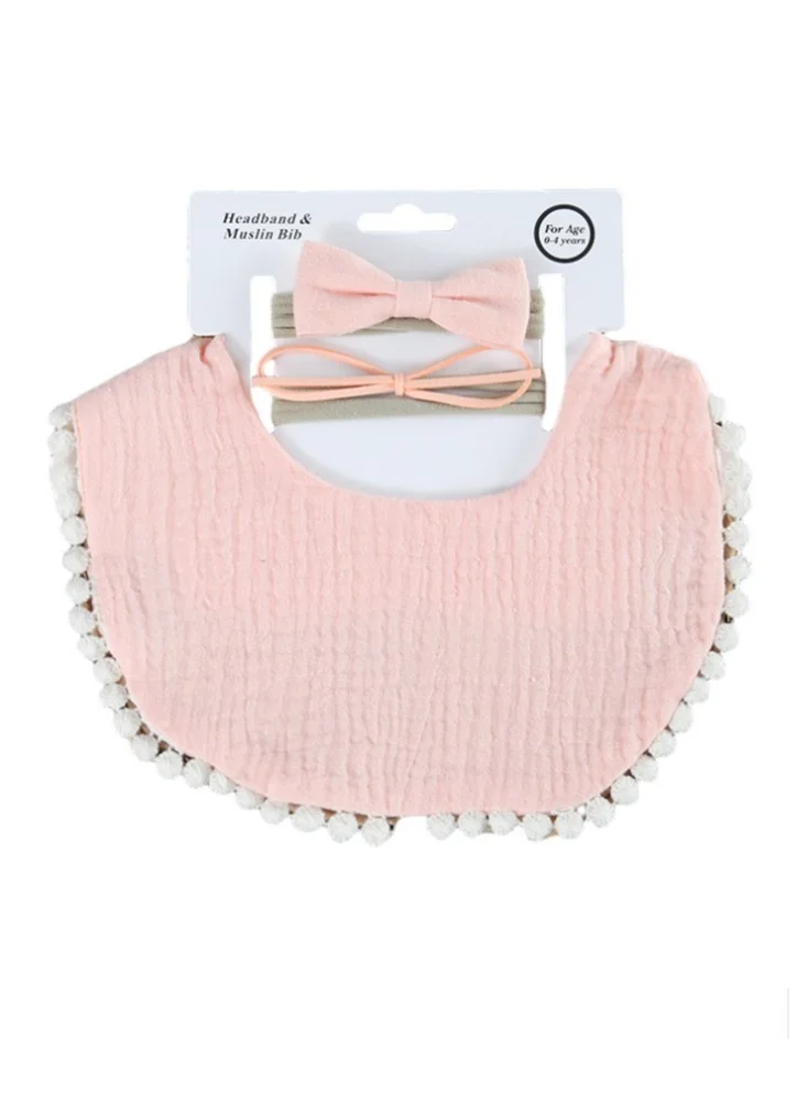 بمبىمىشى بامبي ميتشي - طقم سوبيا مريلة أطفال وربطة رأس بشريط - وردي فاتح