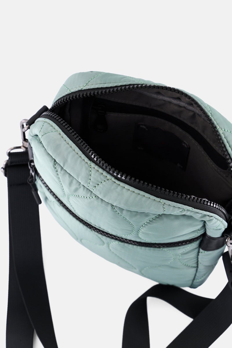 Danskin Women Blake Quilted Crossbody Bag 23 H x 20 L x 6 W cm, Green  - Image 3