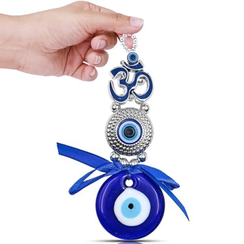 PACKNBUY OM Turkish Evil Eye Nazar Battu Hanging for Home Entrance Main Door Good Luck Vastu Feng Shui Decor OM Protection Charm Positive Energy Spiritual Wall Hanging for Office Shop Car - Image 1