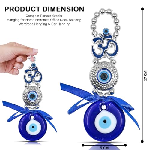 PACKNBUY OM Turkish Evil Eye Nazar Battu Hanging for Home Entrance Main Door Good Luck Vastu Feng Shui Decor OM Protection Charm Positive Energy Spiritual Wall Hanging for Office Shop Car - Image 2