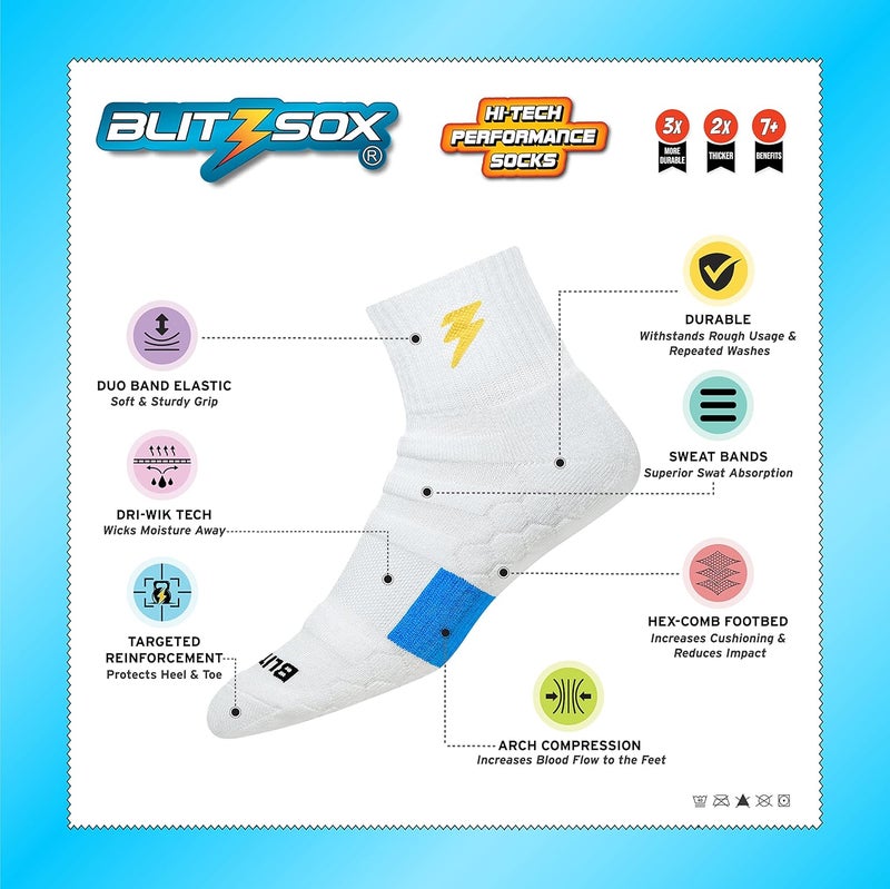 BLITZSOX Hi-Tech Performance Sports Socks for Men (Badminton, Running, Gym & Indoor Training), Pack of 3 - Image 2